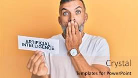  Presentation with intelligence - Cool new slide set with middle-age-handsome-man-holding backdrop and a coral colored foreground