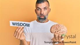  Presentation with wisdom - PPT theme consisting of middle-age-handsome-man-holding background and a coral colored foreground