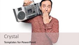  Presentation with listening - Colorful presentation enhanced with middle-age-handsome-man-listening backdrop and a soft green colored foreground