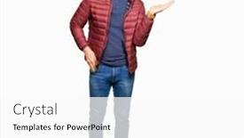  Presentation with hand palm - Slide deck with middle-age-handsome-man-wearing background and a white colored foreground