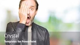  Presentation with face pain - PPT layouts consisting of middle age handsome man wearing black leather jacket yawning tired covering half face eye and mouth with hand face hurts in pain background and a dark gray colored foreground