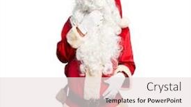  Presentation with sore throat - PPT layouts featuring middle age handsome man wearing santa claus costume and beard standing touching painful neck sore throat for flu clod and infection background and a sky blue colored foreground