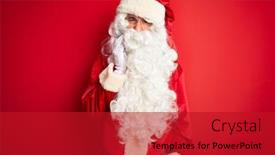  Presentation with illness - Cool new presentation design with middle age handsome man wearing santa costume standing over isolated red background touching mouth with hand with painful expression because of toothache or dental illness on teeth dentist concept backdrop and a crimson colored foreground
