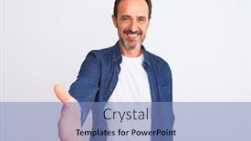  Presentation with blue handshake - Cool new theme with middle-age-handsome-man-wearing backdrop and a teal colored foreground