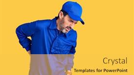  Presentation with back pain - Slide set having middle-age-handsome-man-wearing background and a yellow colored foreground