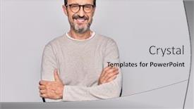  Presentation with 3 d man person - Colorful slide set enhanced with middle-age-handsome-man-wearing backdrop and a light gray colored foreground