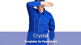  Presentation with mechanic - Presentation theme having middle-age-handsome-man-wearing background and a royal blue colored foreground