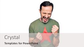  Presentation with red star - Slide deck enhanced with middle-age-handsome-man-wearing background and a light gray colored foreground