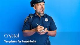  Presentation with traffic police - Cool new PPT theme with middle-age-handsome-man-wearing backdrop and a ocean colored foreground