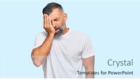  Presentation with face pain - Cool new PPT layouts with middle-age-handsome-man-wearing backdrop and a sky blue colored foreground