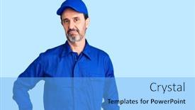  Presentation with mechanic - Presentation theme consisting of middle-age-handsome-man-wearing background and a light blue colored foreground