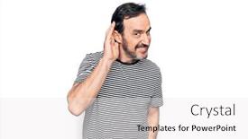  Presentation with ear - Presentation theme enhanced with middle-age-handsome-man-wearing background and a white colored foreground
