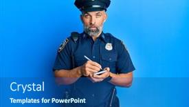  Presentation with traffic police - Presentation theme featuring middle-age-handsome-man-wearing background and a ocean colored foreground