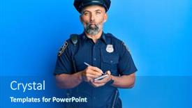  Presentation with traffic police - Cool new presentation with middle-age-handsome-man-wearing backdrop and a ocean colored foreground