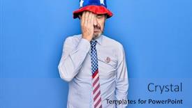  Presentation with patriotic - Presentation design having middle-age-handsome-patriotic-man background and a light blue colored foreground