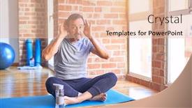  Presentation with exercise mat - Presentation theme with middle-age-handsome-sportman-sitting background and a lemonade colored foreground
