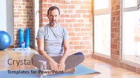  Presentation with exercise mat - Cool new slides with middle-age-handsome-sportman-sitting backdrop and a lemonade colored foreground