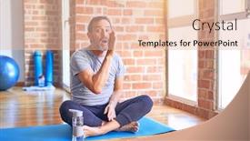  Presentation with exercise mat - Cool new theme with middle-age-handsome-sportman-sitting backdrop and a lemonade colored foreground