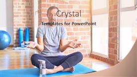  Presentation with exercise mat - Slide deck having middle-age-handsome-sportman-sitting background and a lemonade colored foreground