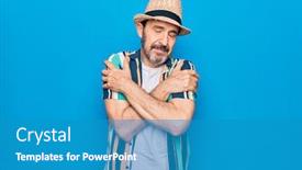  Presentation with self love - Presentation design with middle-age-handsome-tourist-man background and a teal colored foreground