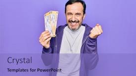  Presentation with airline - Colorful presentation design enhanced with middle-age-handsome-tourist-man backdrop and a light blue colored foreground