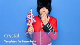  Presentation with traditional kingdom - Cool new PPT layouts with middle-age-handsome-wales-guard backdrop and a teal colored foreground