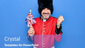  Presentation with traditional kingdom - Slides with middle-age-handsome-wales-guard background and a teal colored foreground