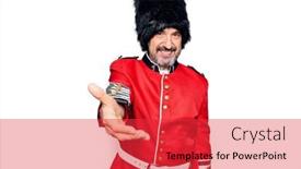  Presentation with acceptance - Colorful PPT theme enhanced with middle-age-handsome-wales-guard backdrop and a red colored foreground