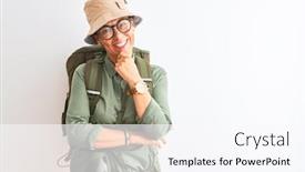  Presentation with canteen - Audience pleasing slide set consisting of middle-age-hiker-woman-wearing backdrop and a pink colored foreground