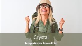  Presentation with canteen - Beautiful slides featuring middle-age-hiker-woman-wearing backdrop and a tawny brown colored foreground