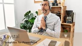  Presentation with working together - PPT theme enhanced with middle-age-hispanic-business-man background and a coral colored foreground