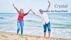  Presentation with breathing - Beautiful presentation theme featuring middle-age-hispanic-couple-breathing backdrop and a sky blue colored foreground