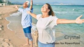  Presentation with breathing - PPT theme having middle-age-hispanic-couple-breathing background and a soft green colored foreground