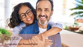  Presentation with information age - Slide set featuring middle-age-hispanic-couple-smiling background and a  colored foreground