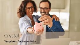  Presentation with saving - Presentation theme enhanced with middle-age-hispanic-couple-smiling background and a coral colored foreground