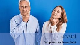  Presentation with sore throat - Presentation design with middle-age-hispanic-couple-standing background and a teal colored foreground