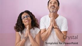  Presentation with praying hands - Theme featuring middle-age-hispanic-couple-together and a coral colored foreground