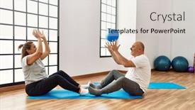  Presentation with training - Presentation theme enhanced with middle-age-hispanic-couple-training background and a lemonade colored foreground