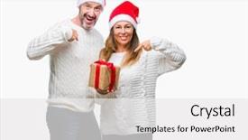  Presentation with hispanic - Slide deck with middle age hispanic couple wearing background and a white colored foreground