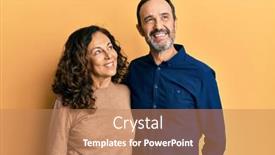  Presentation with age discrimination images - PPT theme consisting of middle-age-hispanic-couple-wearing background and a coral colored foreground