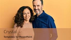  Presentation with wearing a surgical face mask - Beautiful presentation design featuring middle-age-hispanic-couple-wearing backdrop and a coral colored foreground