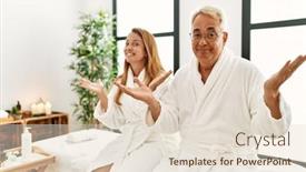  Presentation with spa concept - Slide set featuring middle-age-hispanic-couple-wearing background and a lemonade colored foreground