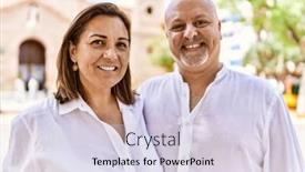  Presentation with husband and wife - PPT layouts enhanced with middle-age-hispanic-couple background and a sky blue colored foreground
