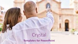  Presentation with city church - Presentation theme consisting of middle-age-hispanic-couple background and a lemonade colored foreground