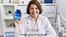  Presentation with dentist - Slides having middle-age-hispanic-dentist-woman background and a lemonade colored foreground