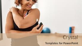  Presentation with woman sport - Presentation theme consisting of middle-age-hispanic-diabetic-woman background and a coral colored foreground