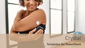  Presentation with woman sport - Slide set consisting of middle-age-hispanic-diabetic-woman background and a coral colored foreground