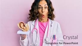  Presentation with fetus - Cool new slide deck with middle-age-hispanic-doctor-woman backdrop and a lemonade colored foreground