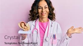  Presentation with fetus - Amazing presentation design having middle-age-hispanic-doctor-woman backdrop and a lemonade colored foreground
