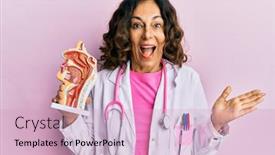  Presentation with respiratory system - Amazing presentation theme having middle-age-hispanic-doctor-woman backdrop and a lemonade colored foreground